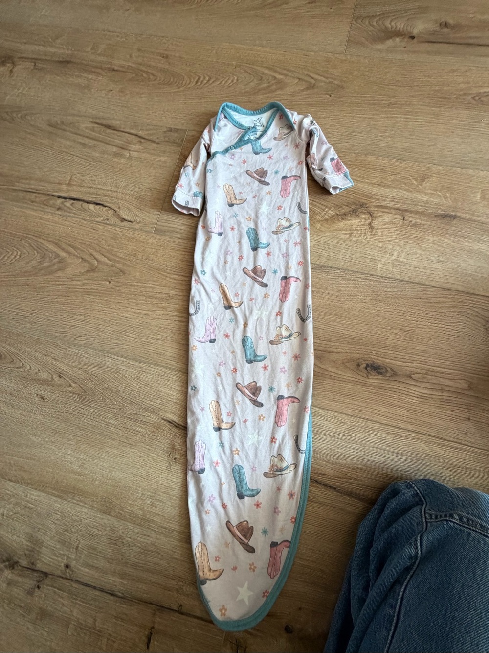 Baby button up knot swaddle Cowboy copper pearl